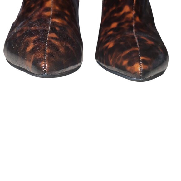 Jeffrey Campbell Final Golden Studded Heel Pointy Toe Tortoise Shell Boots 9M - Picture 9 of 9